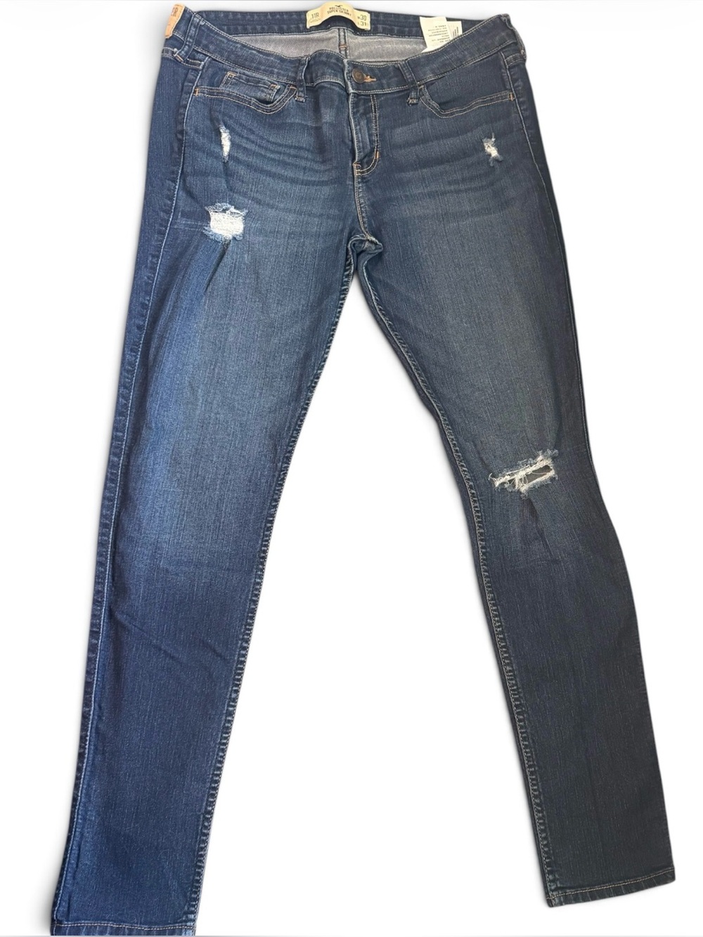 Hollister Super Skinny Jeans Women’s 11R W30 L31 Dark Wash Distressed Ripped